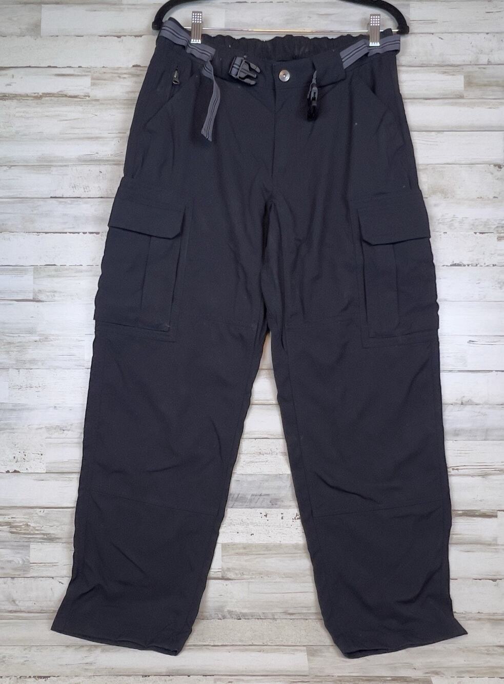 Duluth Trading Dry on the Fly Cargo Pants Men's 30x30 Black Nylon Belted Hiking